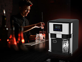 Rosenstein & Söhne Eiswürfel-Maschine: Profi-Eiswürfelmaschine mit Crushed Versandrückläufer (Crush Eiswürfelmaschine)