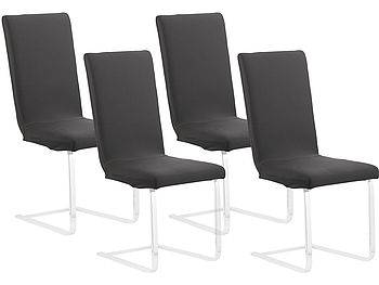 infactory Stuhl-Sitzbezug: 4er-Set Stretch-Stuhlhusse mit Lehne, OEKO-TEX® Standard 100, schwarz (Stretch-Husse Stuhl)