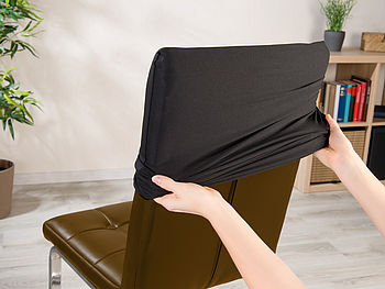 infactory Stuhl-Sitzbezug: 4er-Set Stretch-Stuhlhusse mit Lehne, OEKO-TEX® Standard 100, schwarz (Stretch-Husse Stuhl)