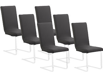 infactory Bezüge für Stühle: 6er-Set Stretch-Stuhlhusse mit Lehne, OEKO-TEX® Standard 100, schwarz (Stuhl Überzüge)