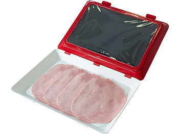 Genius Ideas Aufschnitt Aufbewahrung: 2er-Set Frischhaltedosen für Wurst- und Käse-Aufschnitt, rot (Wurst und Käse Box)