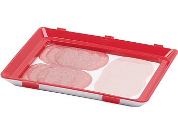 Genius Ideas Aufschnitt Aufbewahrung: 2er-Set Frischhaltedosen für Wurst- und Käse-Aufschnitt, rot (Wurstdose Kühlschrank)