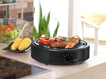 Rosenstein & Söhne Glaskeramik Grill: 2in1-Glaskeramik-Kochplatte & rauchfreier Infrarot-Tischgrill, 2.000 W (Kocher)