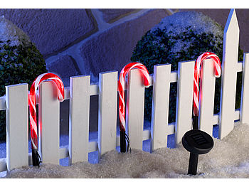 Lunartec Zuckerstangen beleuchtet: Solar-LED-Gartenstecker 