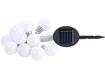 Lunartec Balkonbeleuchtung: Solar Lichterkette, 5 m, multicolor, 12 LEDs Glühbirnenform (Solar Lichterkette Balkon)