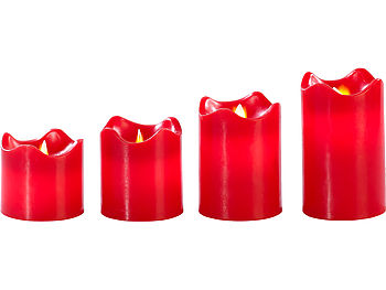 Britesta LED Kerzen hochwertig: 4 Echtwachskerzen mit beweglicher LED-Flamme, rot, (Versandrückläufer) (LED Kerzen Echtwachs hochwertig)