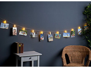 Lunartec LED Fotolichterkette: LED-Foto-Clips-Lichterkette mit 40 Klammern, Versandrückläufer (LED Fotoclipslichterkette)