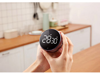 CASAcontrol Digitaler Küchentimer: Digitaler Küchen-Timer mit Drehrad, LCD-Display, Magnethalter & Alarm (Eieruhr Digital)