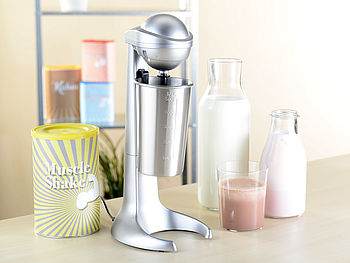 Rosenstein & Söhne Milchshake Mixer: Elektrischer Drink-Mixer mit Edelstahl-Becher, 65 Watt (Shake Mixer)