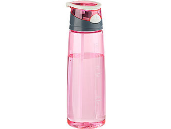PEARL sports Getränkeflasche: Kunststoff-Trinkflasche mit Einhand-Verschluss, 700 ml, pink (Sport Trinkflasche BPA frei)