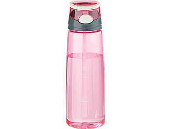 PEARL sports Getränkeflasche: Kunststoff-Trinkflasche mit Einhand-Verschluss, 700 ml, pink (Sport Trinkflasche BPA frei)