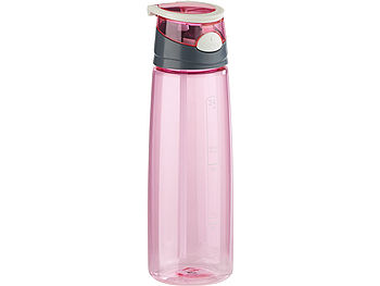 PEARL sports Getränkeflasche: Kunststoff-Trinkflasche mit Einhand-Verschluss, 700 ml, pink (Sport Trinkflasche BPA frei)