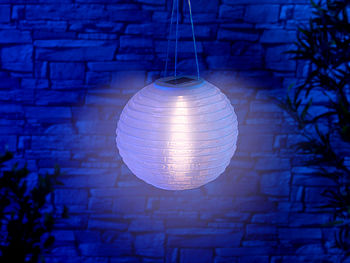 Lunartec Lampignons: 6er-Set Solar-LED-Lampions, Dämmerungs-Sensor, IP44, warmweiß, Ø 30 cm (Solar-Lichterkette-Set)