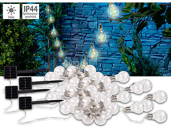 Lunartec Solar Girlande: Solar-LED-Lichterkette im Glühbirnen-Look, 12 Birnen, 8,5 m, 2er-Set (Solar Girlande Outdoor)