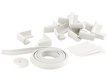 infactory Eckpuffer Sicherung: Universal-Kantenschutz-Set in beige, 12 Eckenschützer, 8m Kantenschutz (Möbelschutzecke)