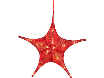 Britesta LED Stern XXL: Faltbarer XXL-Weihnachtsstern mit LED-Beleuchtung, glitterrot, Ø 65 cm (Weihnachtsstern beleuchtet XXL)