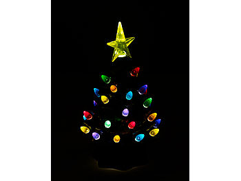 infactory LED Deko Tannenbaum: Deko-Weihnachtsbaum aus Keramik mit LED-Beleuchtung, Timer, 19 cm (Deko Weihnachtsbaum beleuchtet)
