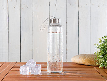 PEARL Glasflasche Trinkflasche: 3er-Set Trinkflasche aus Borosilikat-Glas, je 550 ml (auslaufsichere Trinkflasche)