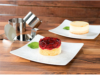 Rosenstein & Söhne Dessertringe: 6 Dessert-/Speiseringe Ø 8 cm, Höhe 5 cm, rund, mit Heber & Stampfer (Edelstahlring)