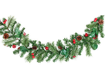 Britesta Girlanden Weihnachten: Deko-Tannengirlande mit Beeren, Äpfeln und echten Zapfen, 180 cm (Tannengirlande Weihnachten)
