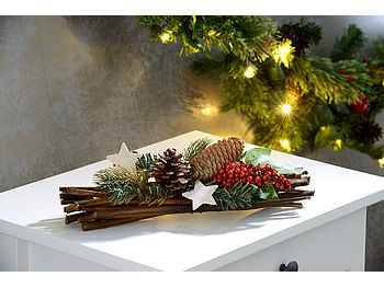 Britesta Gestecke Weihnachten: 2er-Set Handgefertigte Weihnachts- & Adventsgestecke, Tannenzapfen (Weihnachtsgesteck)