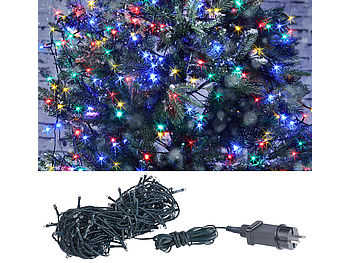 Lunartec Weihnachtslichterketten: LED-Lichterkette mit 160 LEDs für innen & außen, IP44, 4-farbig, 16 m (Weihnachtslichterkette außen)