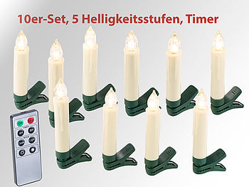 Lunartec Lichterkette kabellos: 30er-Set LED-Weihnachtsbaum-Kerzen mit IR-Fernbedienung, Timer, weiß (Lichterkette Weihnachtsbaum)