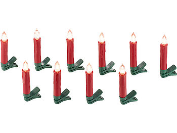 Lunartec LED Weihnachtsbaumkerzen: 20er-Set LED-Weihnachtsbaum-Kerzen mit IR-Fernbedienung, rot (Christbaumkerzen kabellos)
