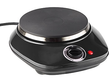 Rosenstein & Söhne Mini Kochplatte: Kompakte elektrische Einzel-Kochplatte, 1.000 Watt, 155 mm, stufenlos (Kleine Kochplatte)