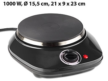 Rosenstein & Söhne Kompakte elektrische Einzel-Kochplatte, 1.000 Watt, 155 mm, stufenlos