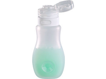 Semptec Silikonflaschen: Silikon-Reiseflasche mit Saugnapf, lebensmittelecht, 89 ml, 4er-Set (Silikonflaschen Reise)