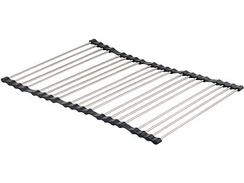 Rosenstein & Söhne Abtropfgitter: Faltbare XXL-Edelstahl Abtropf-Auflage für Spülbecken, 55x45cm (Abtropfgitter faltbar)