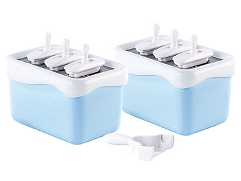 Rosenstein & Söhne Wassereis Formen: EXPRESS Eis-am-Stiel-Zubereiter, 2er-Set für 6 Portionen (Eismaschine für Eis am Stiel)