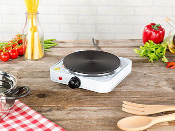 Rosenstein & Söhne Elektrokochplatten: Kompakte elektrische Einzel-Kochplatte, 1.500 Watt, 185 mm, stufenlos (Herdplatte einzeln)