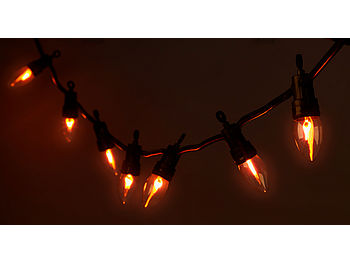 Lunartec flackernde Lichterkette: Deko-Lichterkette mit 10 Glühbirnen in Flammen-Optik, IP44, 4,2 m (Lichterkette Kaminfeuer)