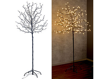 Lunartec LED Baum Outdoor: LED-Deko-Baum mit 200 beleuchteten Knospen, 150 cm, drinnen & draußen (LED-Baum Outdoor groß)