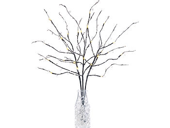 Lunartec LED Lichterzweig: 3 Deko-Zweige, je 48 Kunststoff-Knospen & 8 LEDs, batteriebetr., Timer (Beleuchtete Zweige für Bodenvase)