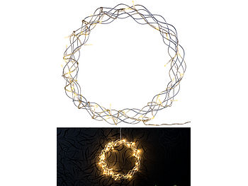 Lunartec LED Lichtkranz: LED-Lichterkranz für Fenster, Türen u.v.m., 32 warmweiße LEDs, Ø 30 cm (LED Kranz Fenster)