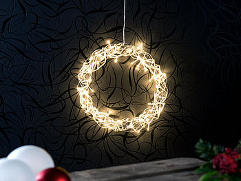 Lunartec Lichterkranz Weihnachten: 2er-Set LED-Lichterkränze für Fenster, Türen u.v.m., 90 warmweiße LEDs (Lichterkranz Fenster Weihnachten)
