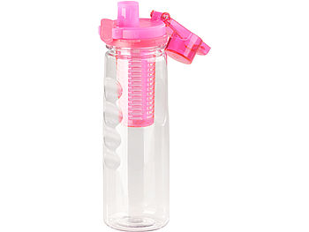 Rosenstein & Söhne Tritan-Trinkflasche mit Fruchtbehälter, BPA-frei, 800 ml, pink