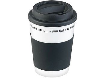 PEARL Tasse mit Deckel: 2er-Set Coffee-to-go-Becher mit Deckel, 350 ml, doppelwandig (Coffee-to-Go-Thermobecher)