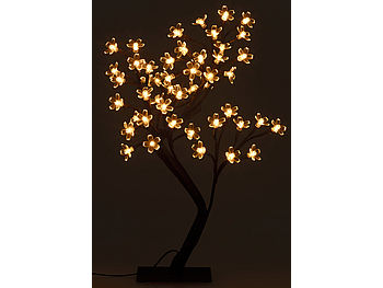 Lunartec Lichtbaum: LED-Lichterbaum mit 48 leuchtenden Blüten und Sockel, 45 cm (Leuchtendes Bäumchen)