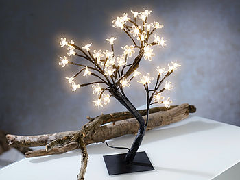 Lunartec Lichtbaum: LED-Lichterbaum mit 48 leuchtenden Blüten und Sockel, 45 cm (Leuchtendes Bäumchen)