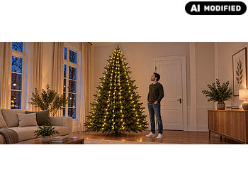 Lunartec Lichterkette mit Ring: Weihnachtsbaum-Überwurf-Lichterkette mit 6 Girlanden & 240 LEDs, IP44 (Christbaumbeleuchtung mit Ring)