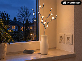 Lunartec Leuchtzweige: LED-Lichterzweig mit 16 leuchtenden Kugeln, 44 cm, batteriebetrieben (Lichterzweige mit Batterie)