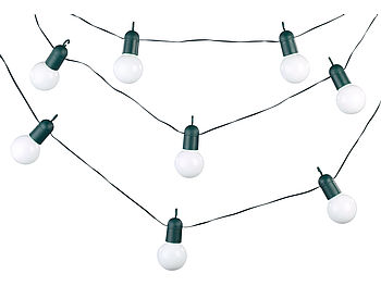 Lunartec Garten Lichterkette: LED-Lichterkette mit 20 Lämpchen, 1,2 Watt, warmweiß, 475 cm, IP44 (Lichterkette Glühbirne Strom)