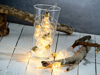 Lunartec Glühbirne mit Batterie: Party- & Deko-Lichterkette, 5 LED- Glühbirnen, Batteriebetrieb, 150 cm (Lichterkette mit Batterie)