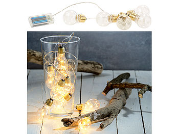Lunartec Glühbirne mit Batterie: Party- & Deko-Lichterkette, 5 LED- Glühbirnen, Batteriebetrieb, 150 cm (Lichterkette mit Batterie)