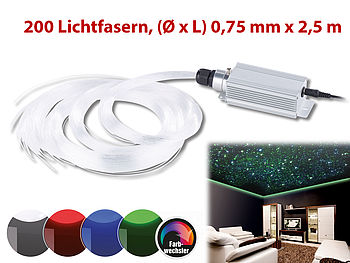 Lunartec LED Lichtfaser Set: Glasfaser-RGB-LED-Sternenhimmel mit Fernbedienung und 200 Lichtfasern (LED Sternenhimmel Komplettset)