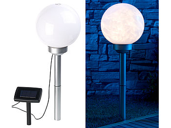 Lunartec Solar Kugelleuchten: Solar-LED-Leuchtkugel mit rotierendem Licht-Effekt & Erdspieß, Ø 20 cm (Solar LED Kugel)